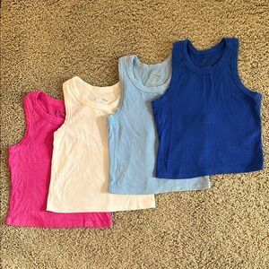 Kids Sleeveless Ribbed Tank Tops - Set of 4